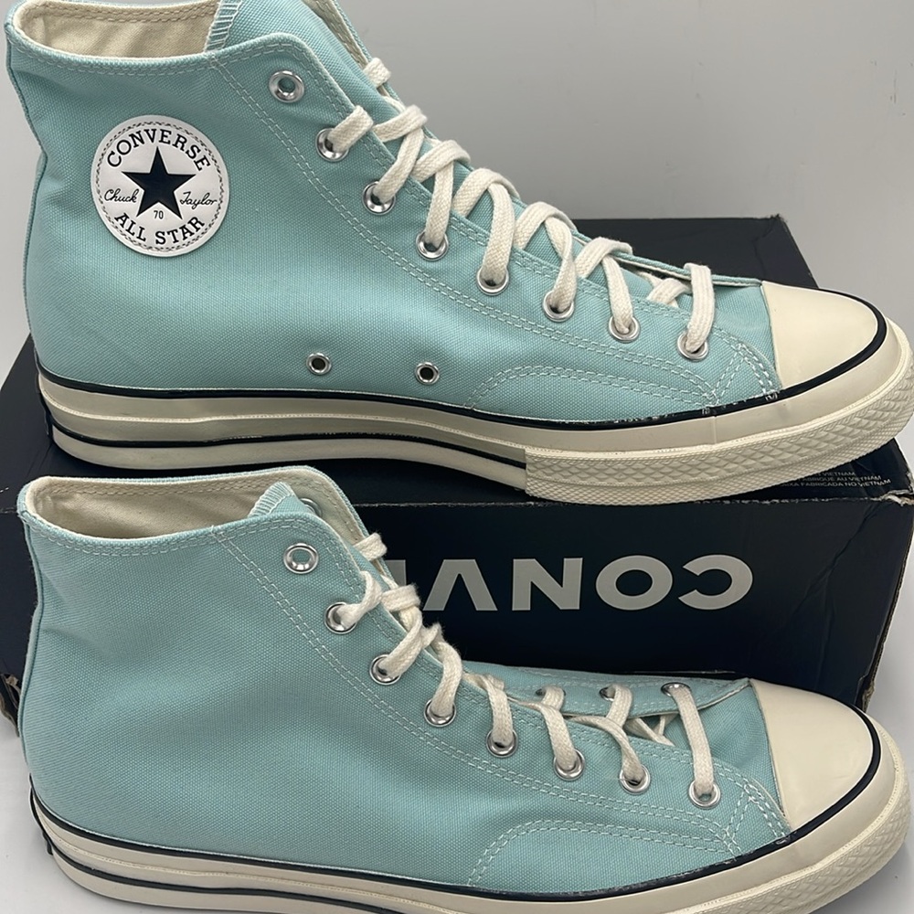 Converse Men’s High-Top Sneakers in Aqua A00621C CHUCK 70 HI SOFT JUNIPER/EGRET - Picture 2 of 16
